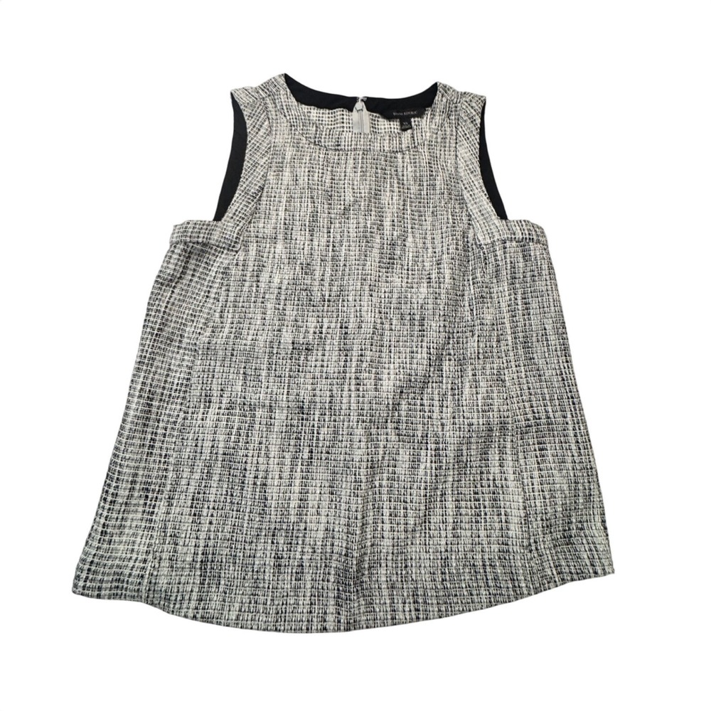 Banana Republic Womens XS Black White Tweed Sleeveless Shell Top